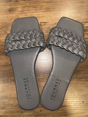 Journee Collection Braided Slide Sandals - Gray